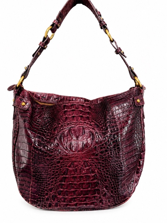 Brahmin Handbags - Brahmin Burgundy Croc Embossed Leather Hobo Shoulder Bag